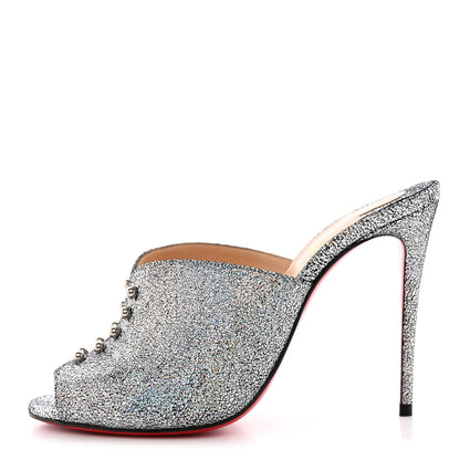 Christian Louboutin Nappa Mica PVC Glitter Predumule 100 Pumps 37.5 Silver 1 of 9