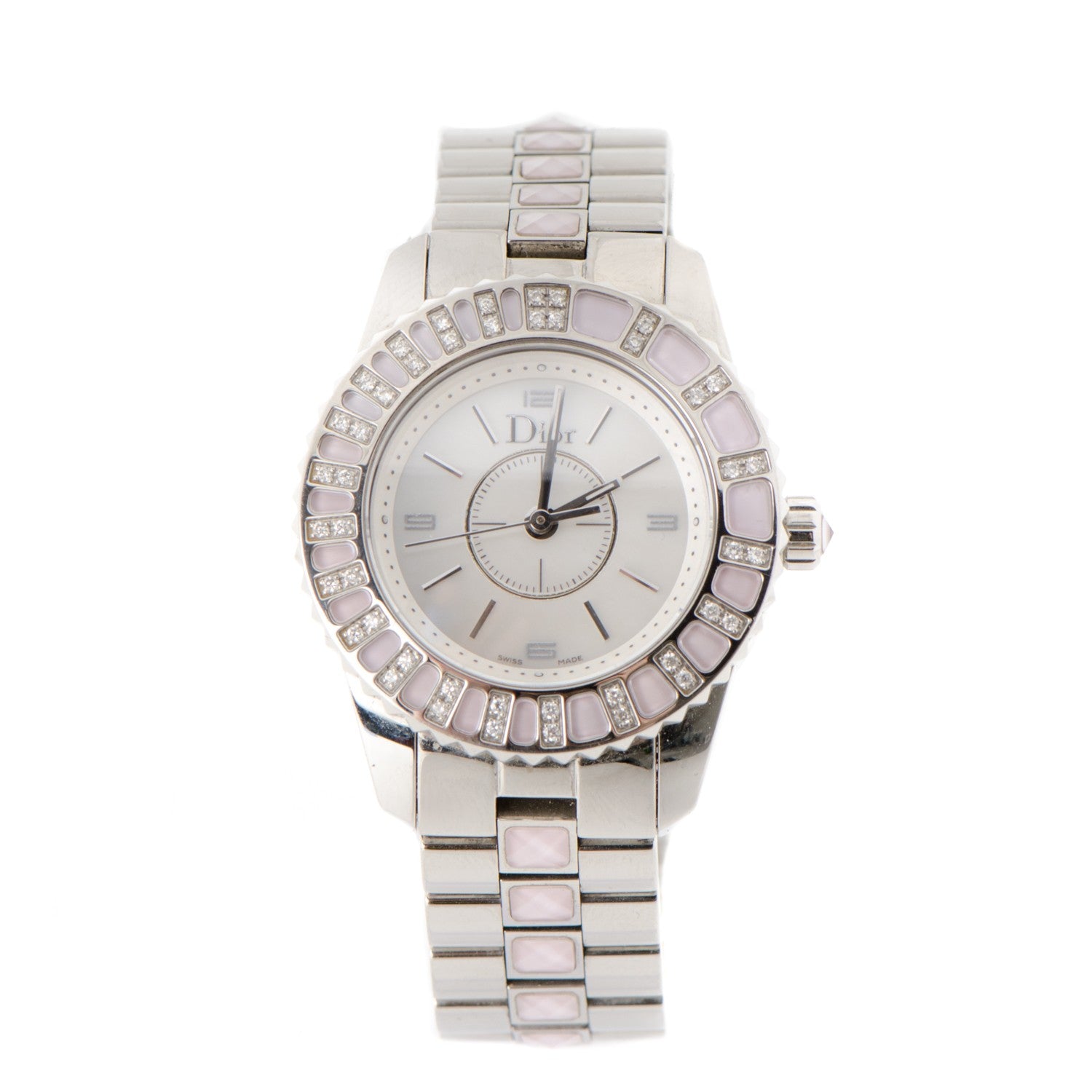 Christian Dior Stainless Steel Diamond Sapphire 29mm Christal Quartz Watch Pink 1 of 9