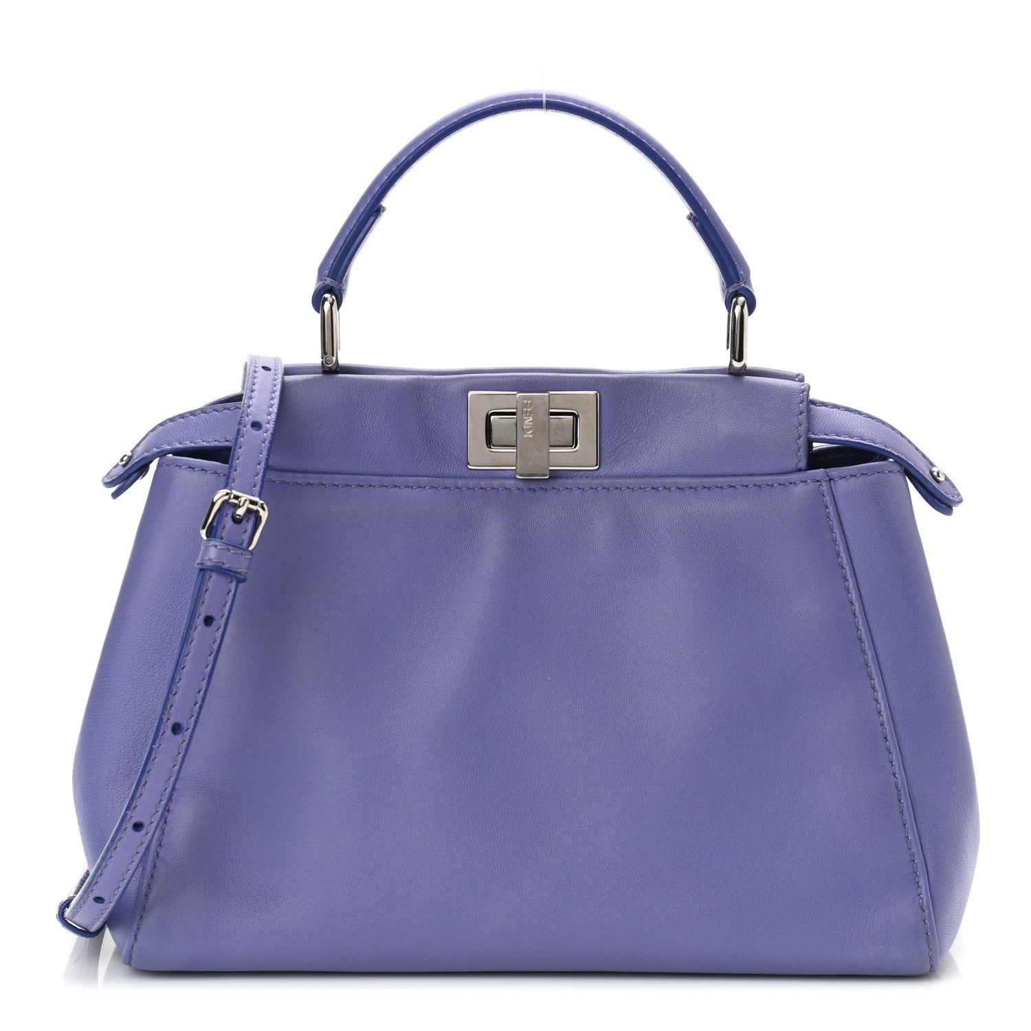 Fendi Nappa Mini Peekaboo Iconic Satchel Viola Cassis 1 of 11