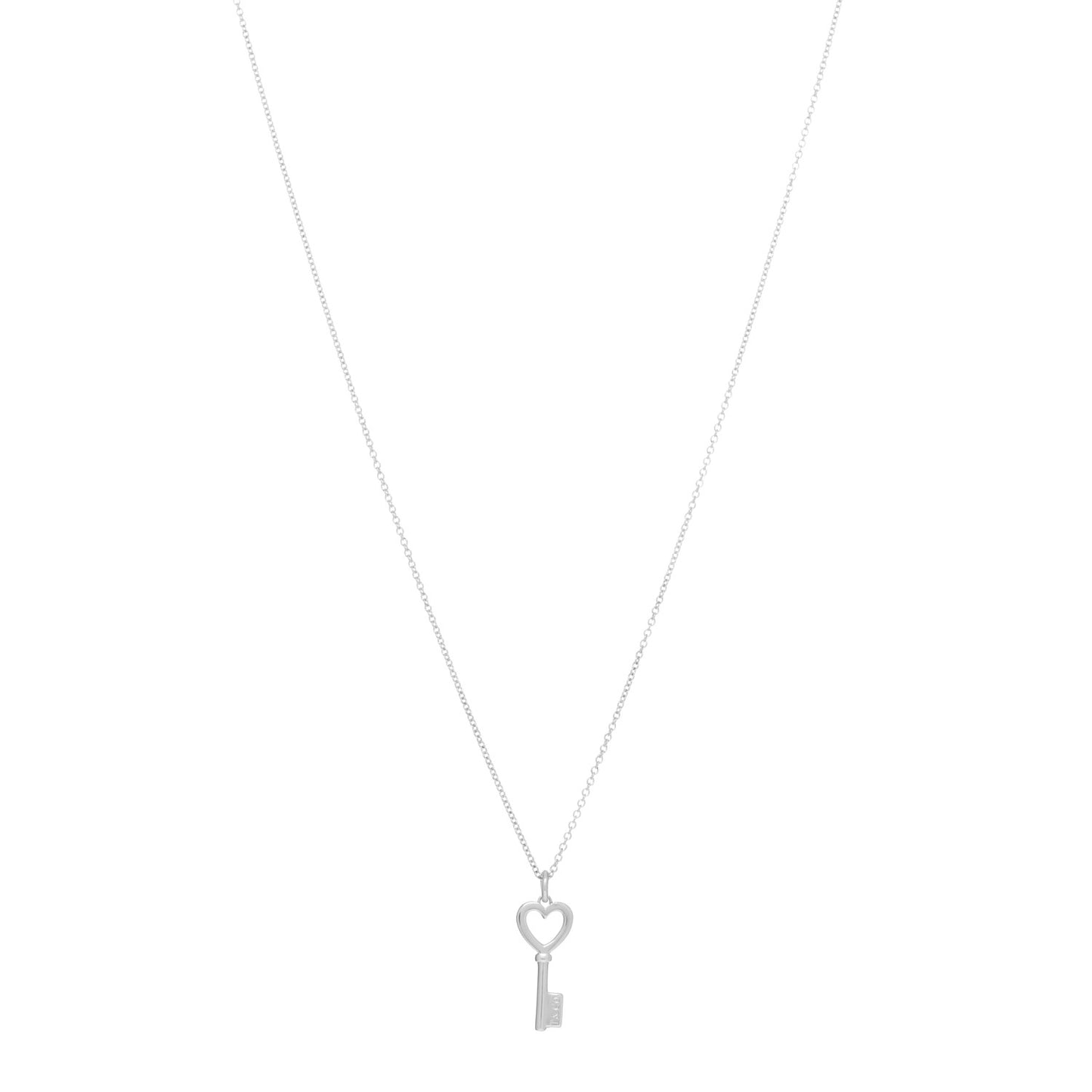 Sterling Silver Mini Heart Key Pendant Necklace