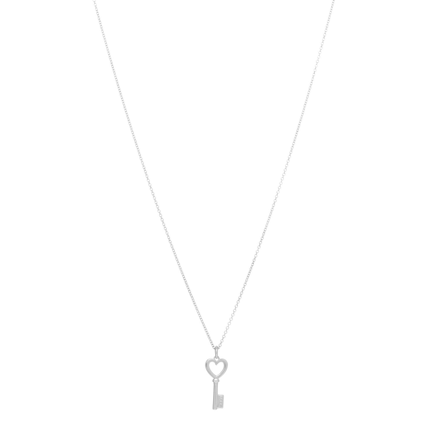 Tiffany Sterling Silver Mini Heart Key Pendant Necklace 1 of 3