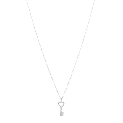 Tiffany Sterling Silver Mini Heart Key Pendant Necklace 1 of 3