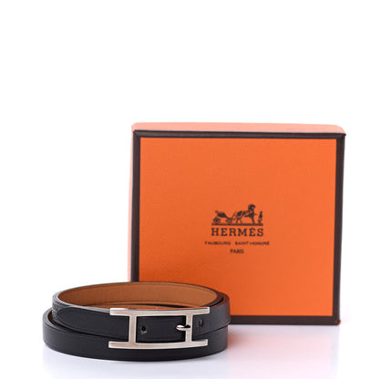 Hermes Chamonix Hapi 3MM Triple Tour Wrap Bracelet Black 6 of 6