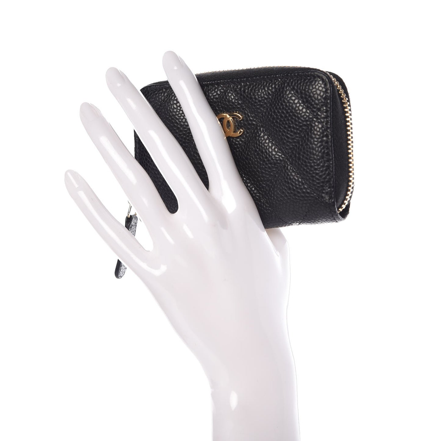 Caviar Quilted Zip Coin Purse Black