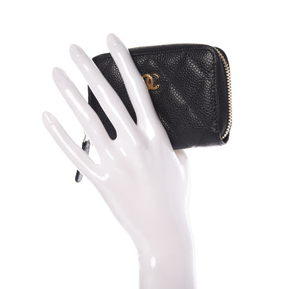 Chanel Caviar Quilted Zip Coin Purse Black 2 of 8