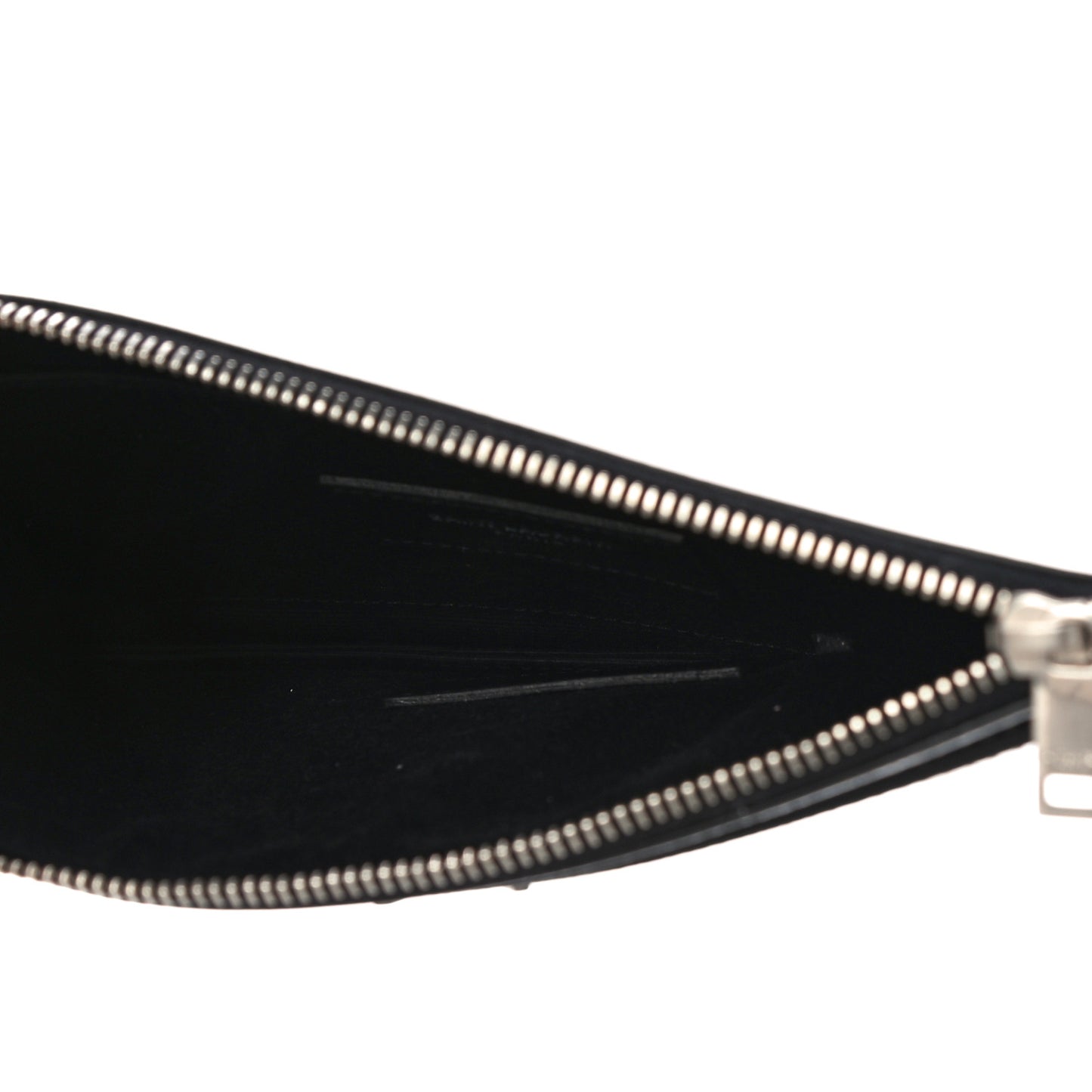 Metallic Grain De Poudre Monogram Bill Pouch Argento