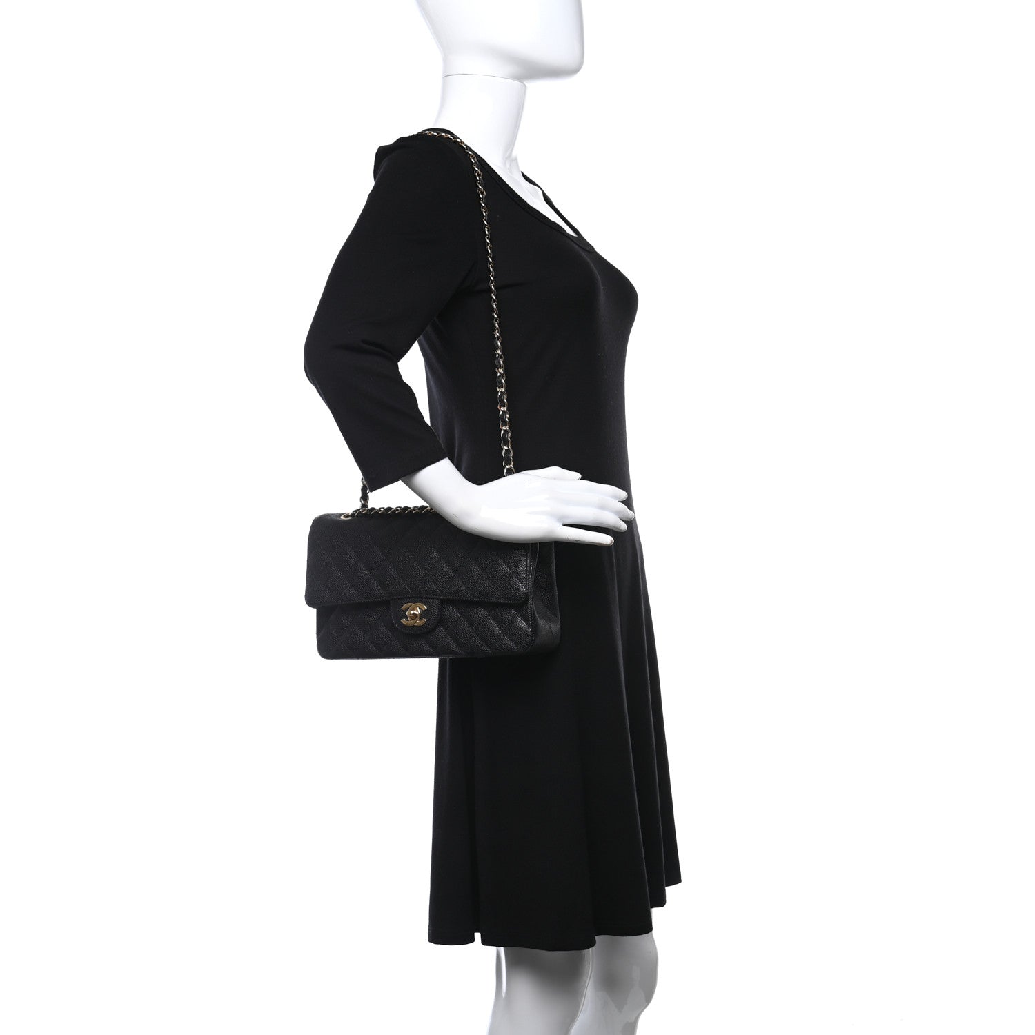 Chanel Caviar Quilted Medium Double Flap Black 2 of 10