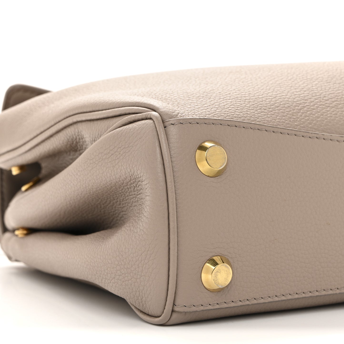 Grained Calfskin Small Rodeo Top Handle Handbag Sesame