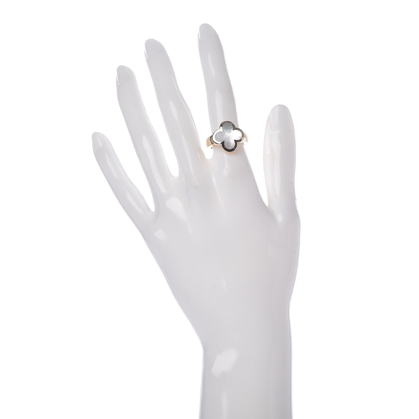 18K Yellow Gold Mother of Pearl Pure Alhambra Ring 51 5.75