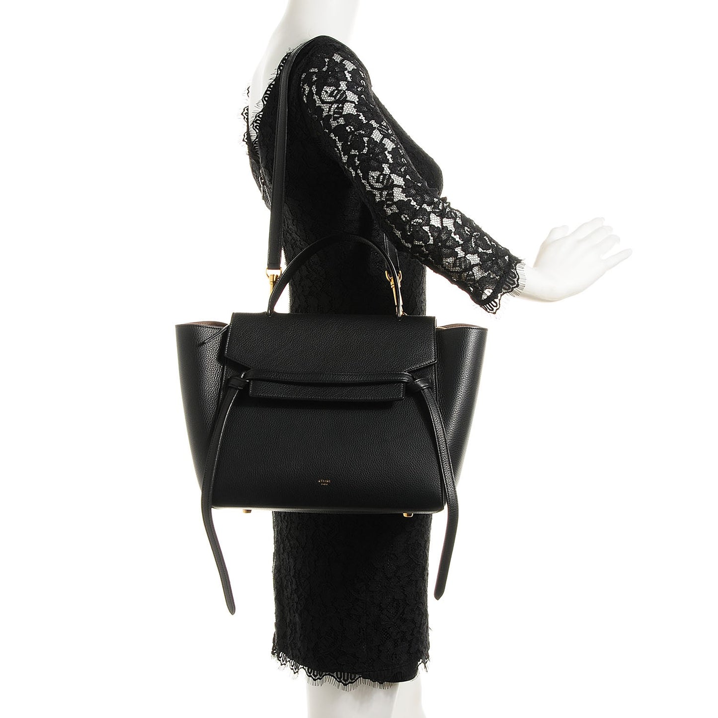 Drummed Calfskin Mini Belt Bag Black