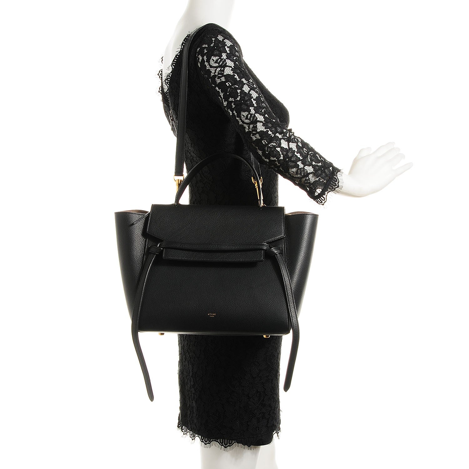 Celine Drummed Calfskin Mini Belt Bag Black 2 of 9