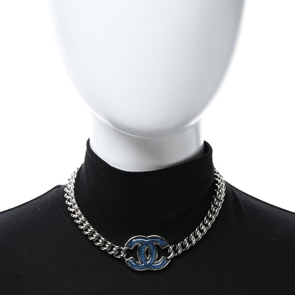 Chanel Enamel CC Chain Bracelet Silver Blue 2 of 5