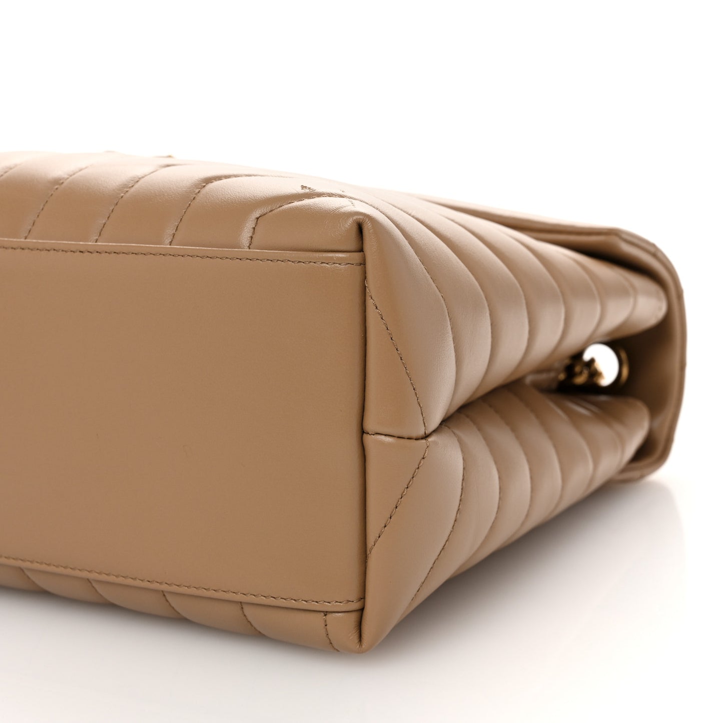 Calfskin Y Quilted Monogram Medium Loulou Chain Satchel Natural Tan