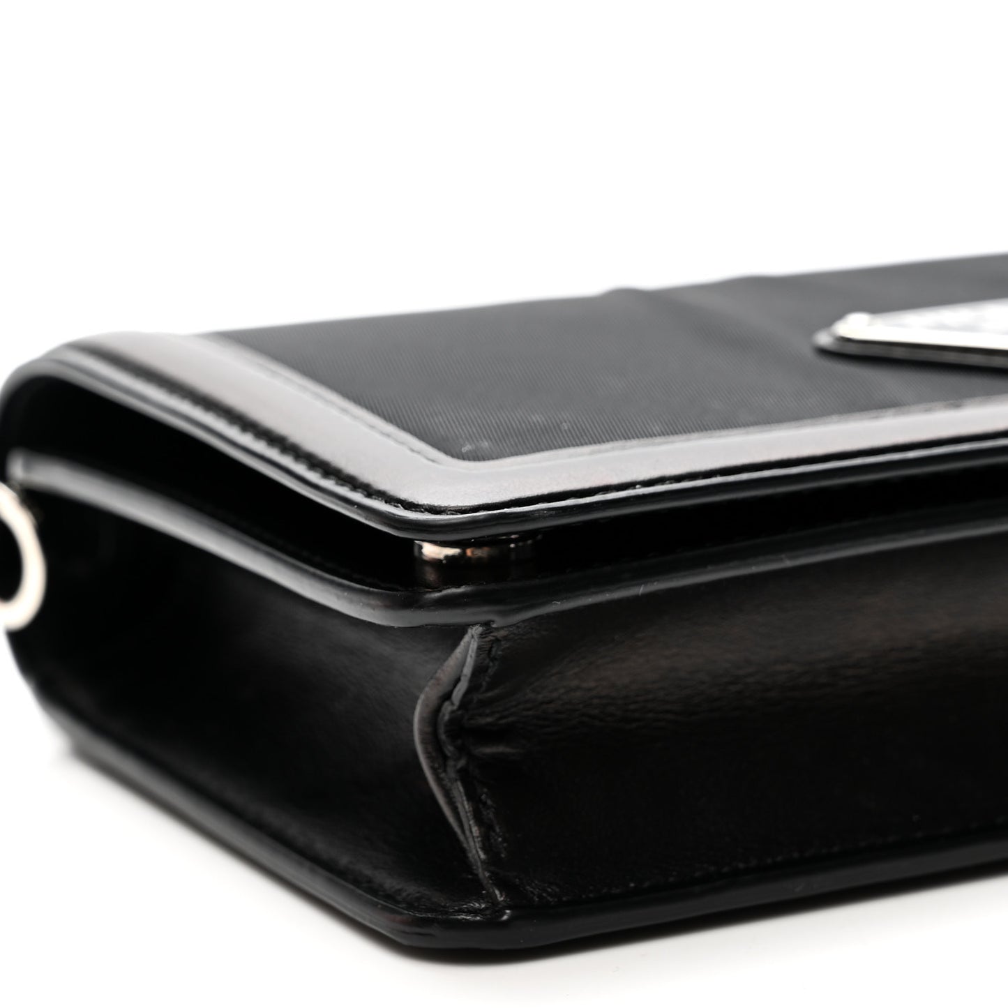 Nylon Metallic Calfskin Mini Crossbody Bag Black