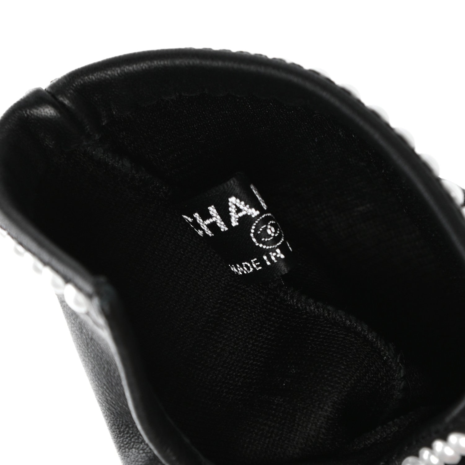 Chanel Lambskin Fingerless Pearl CC Gloves 7.5 Black 8 of 10