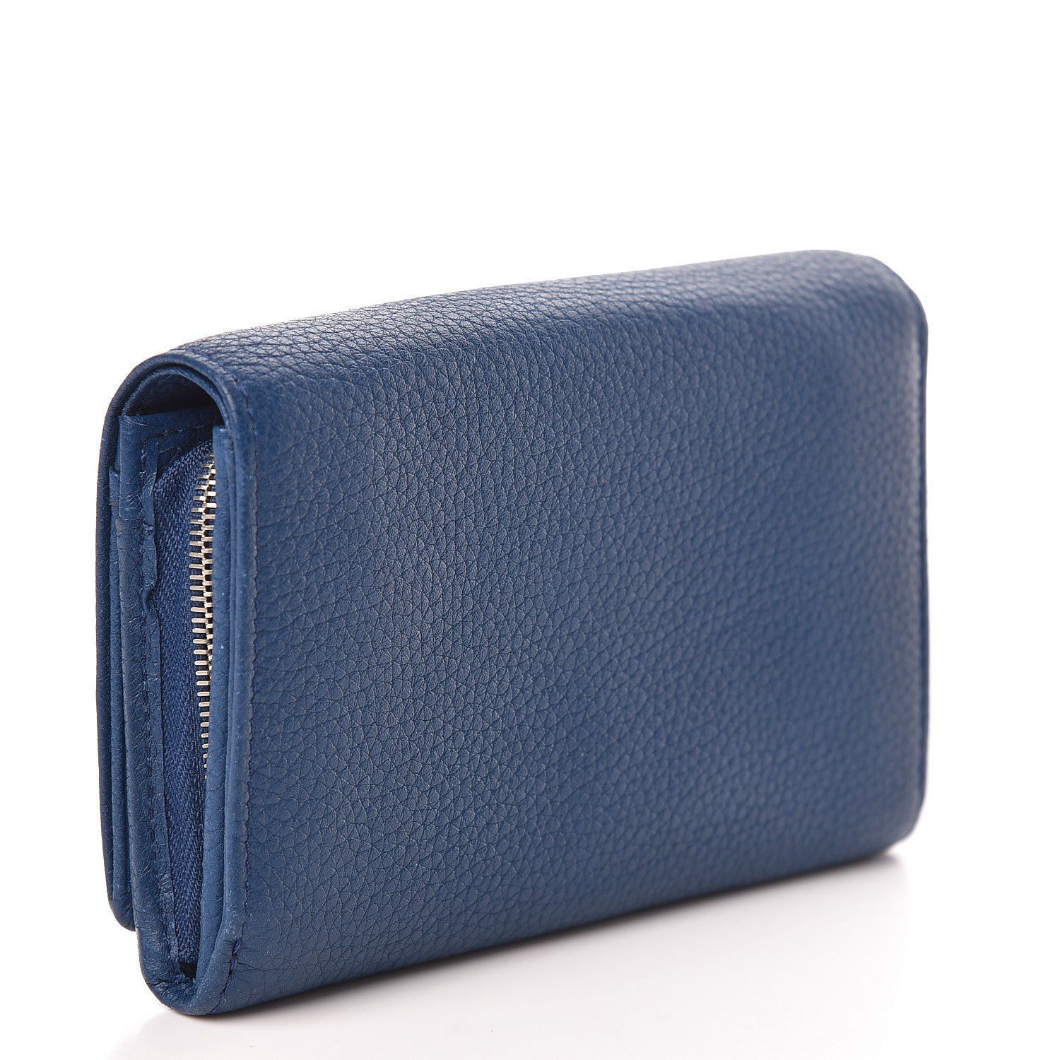 Mulberry Glossy Goatskin Tree French Purse Wallet Blue 3 of 6