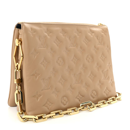 Louis Vuitton Lambskin Embossed Monogram Coussin PM Camel 3 of 9
