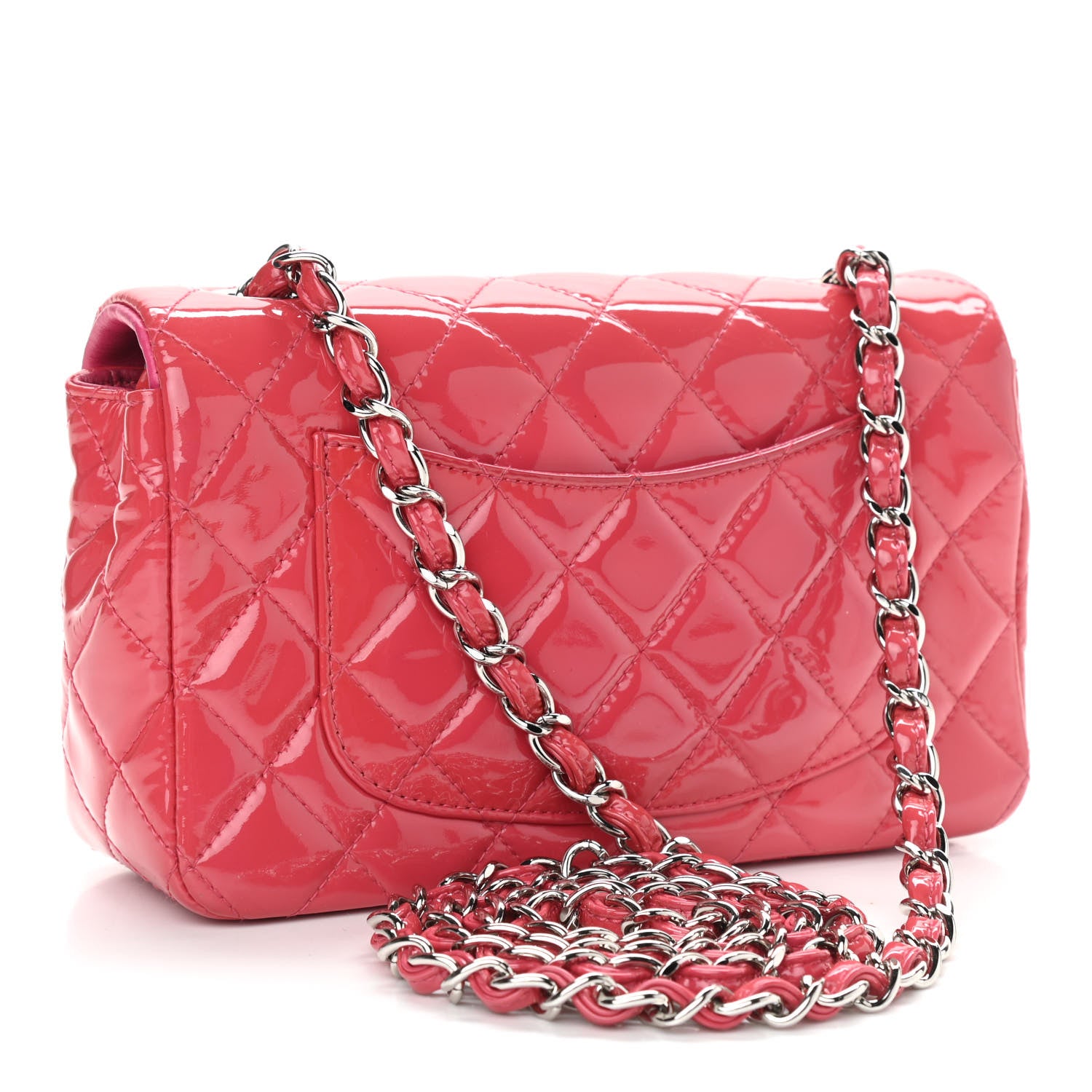Chanel Patent Quilted Mini Rectangular Flap Pink 2 of 13