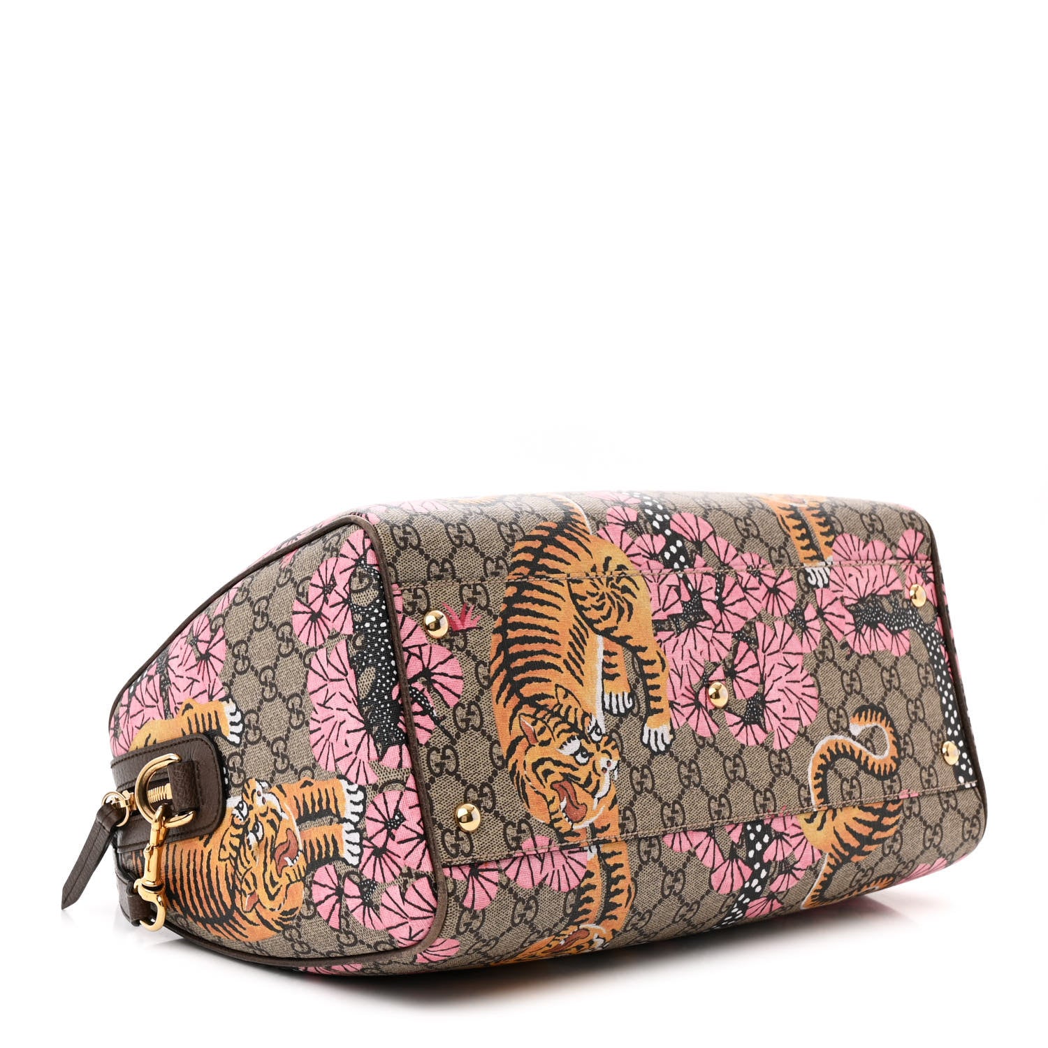 Gucci GG Supreme Monogram Bengal Medium Boston Beige PInk 4 of 15