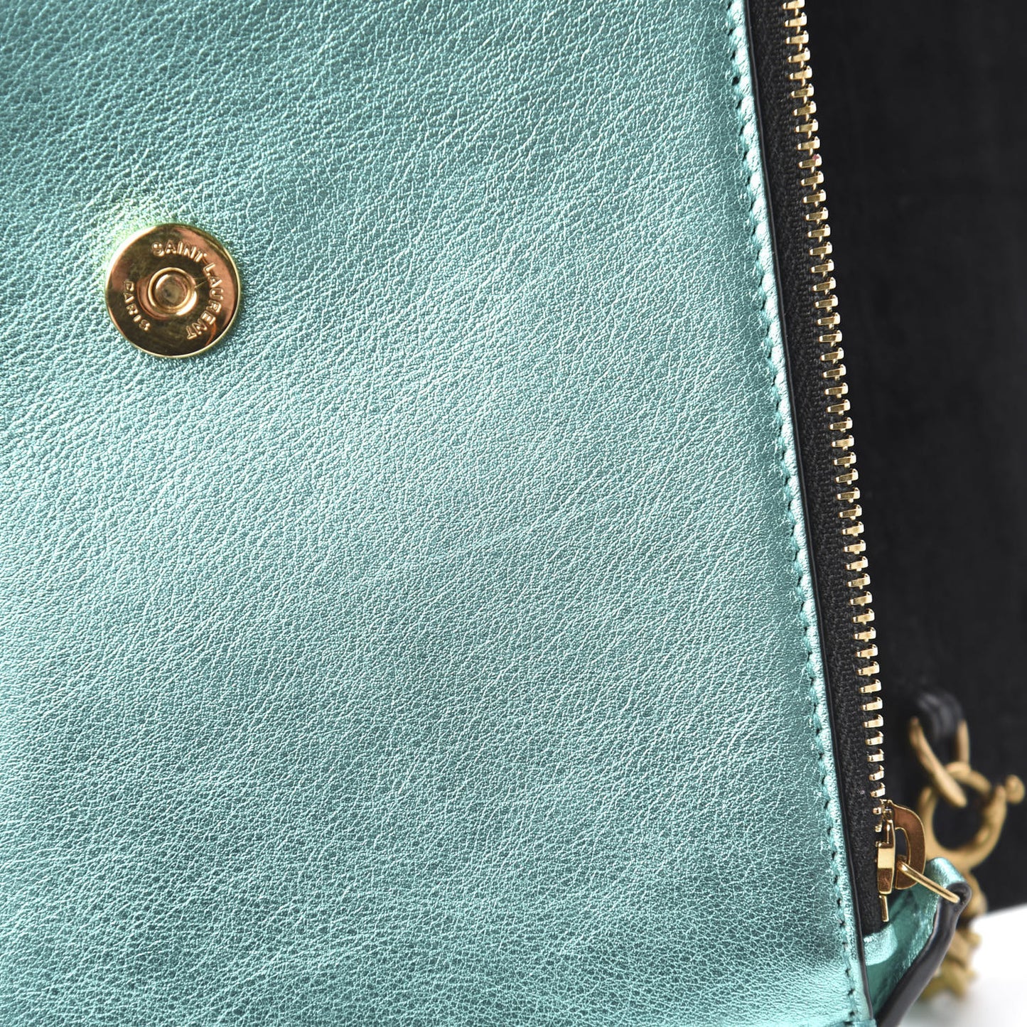 Laminated Calfskin Classic Monogram Kate Tassel Chain Wallet Green