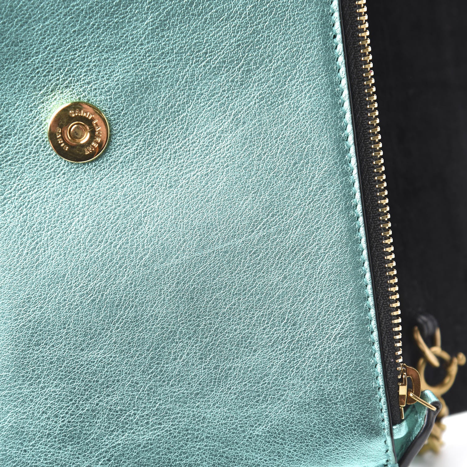 Saint Laurent Laminated Calfskin Classic Monogram Kate Tassel Chain Wallet Green 12 of 15