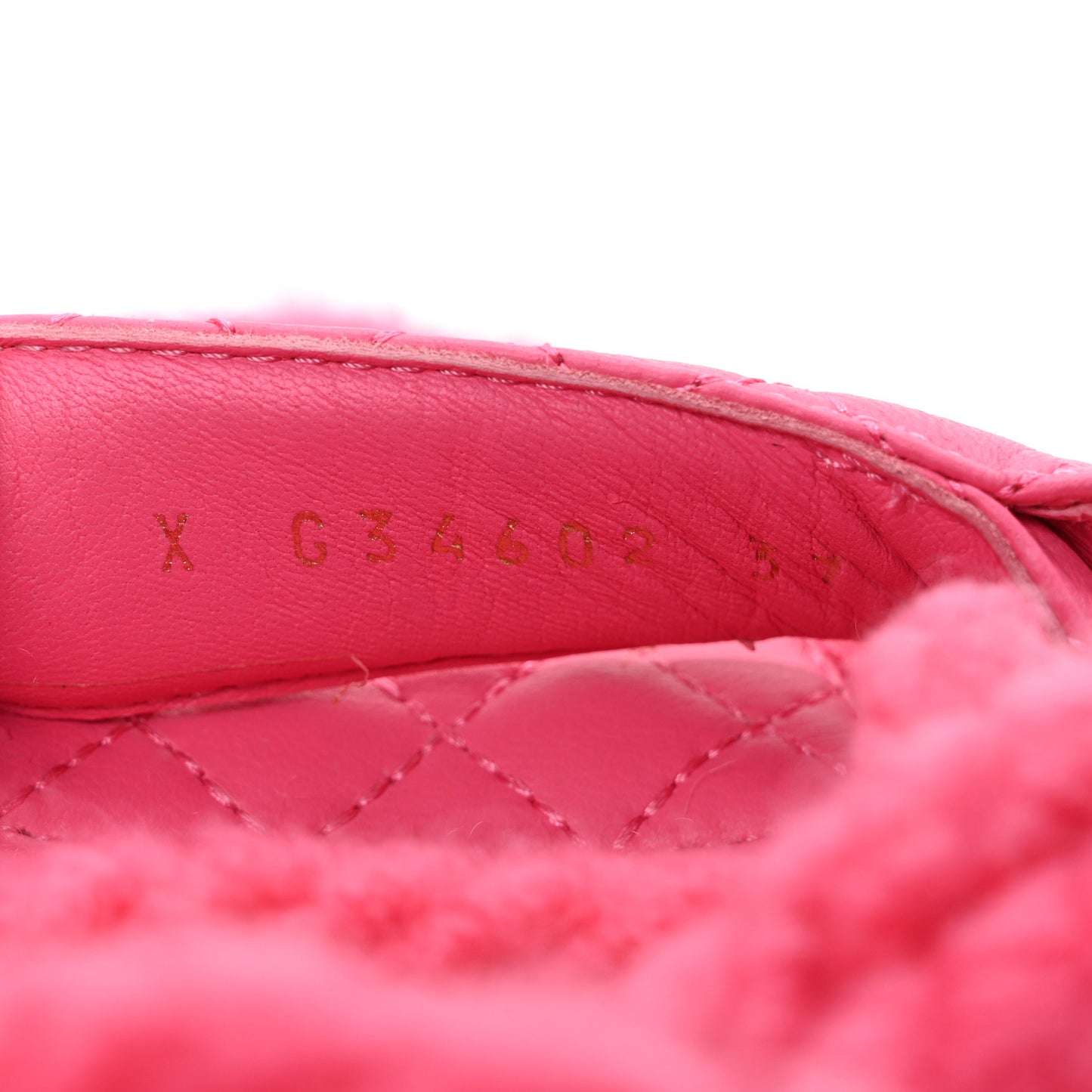 Cord Lambskin Quilted Logo Sandals 37 Pink