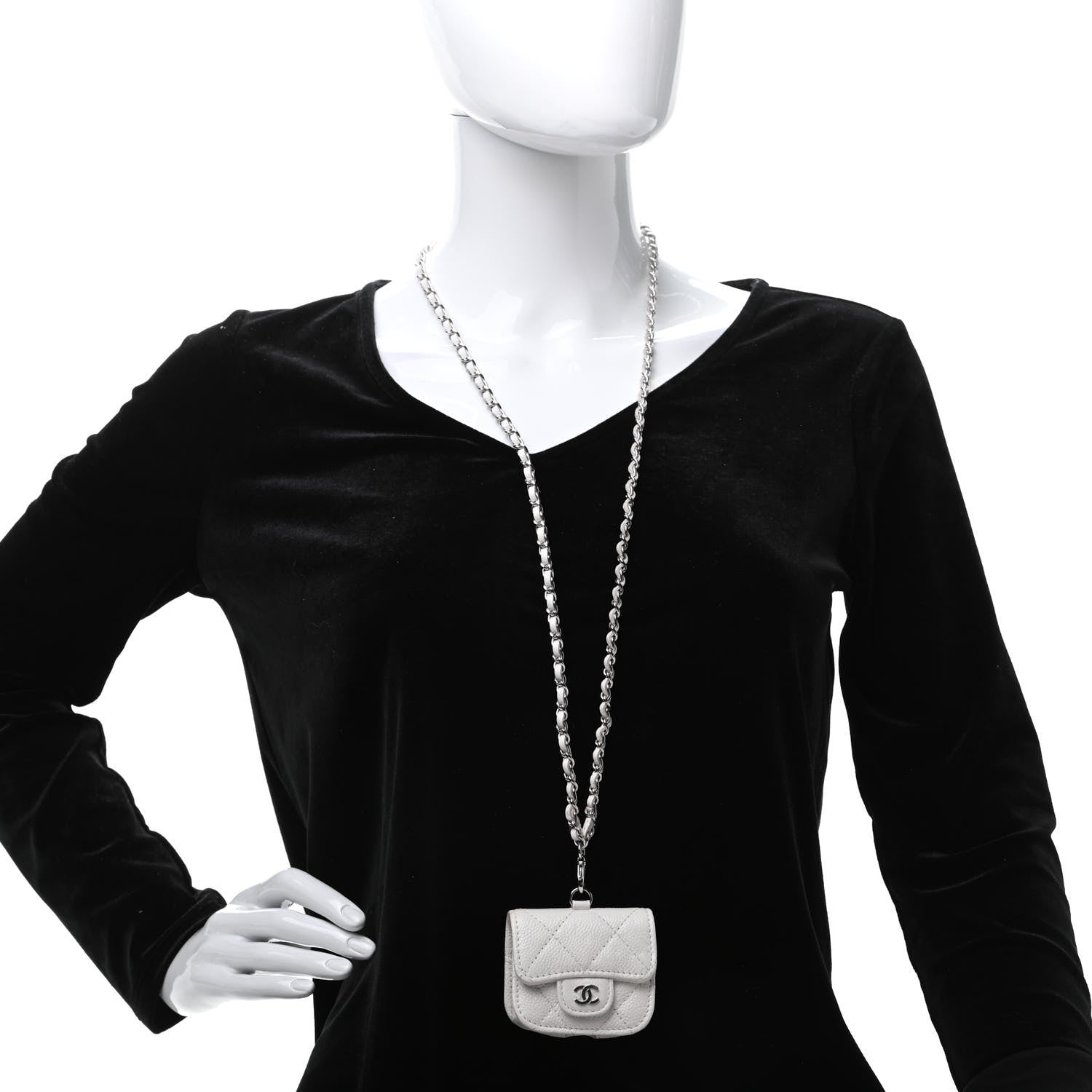 Chanel Caviar Quilted Airpods Pro Case White 2 of 9