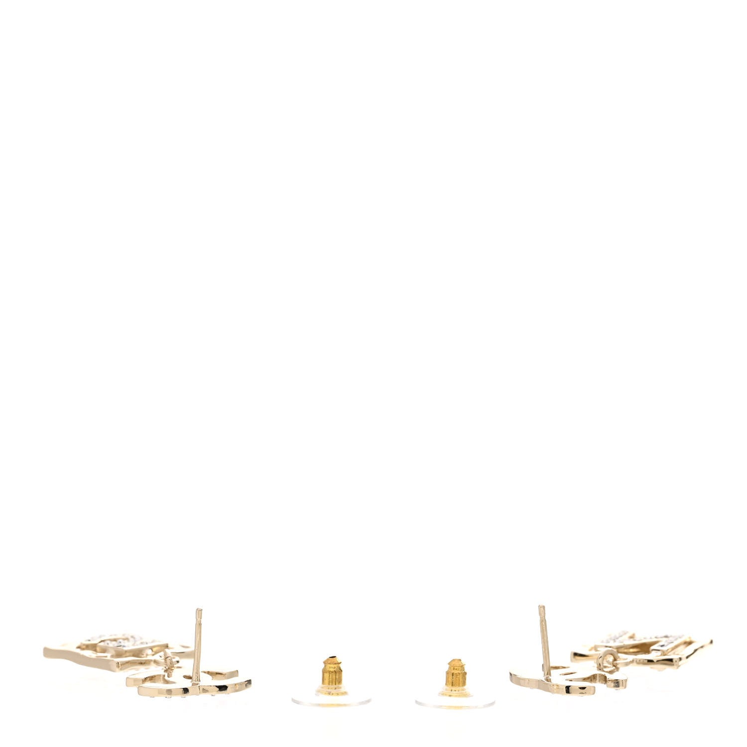 Chanel Crystal CC No 5 Drop Earrings Gold 3 of 4