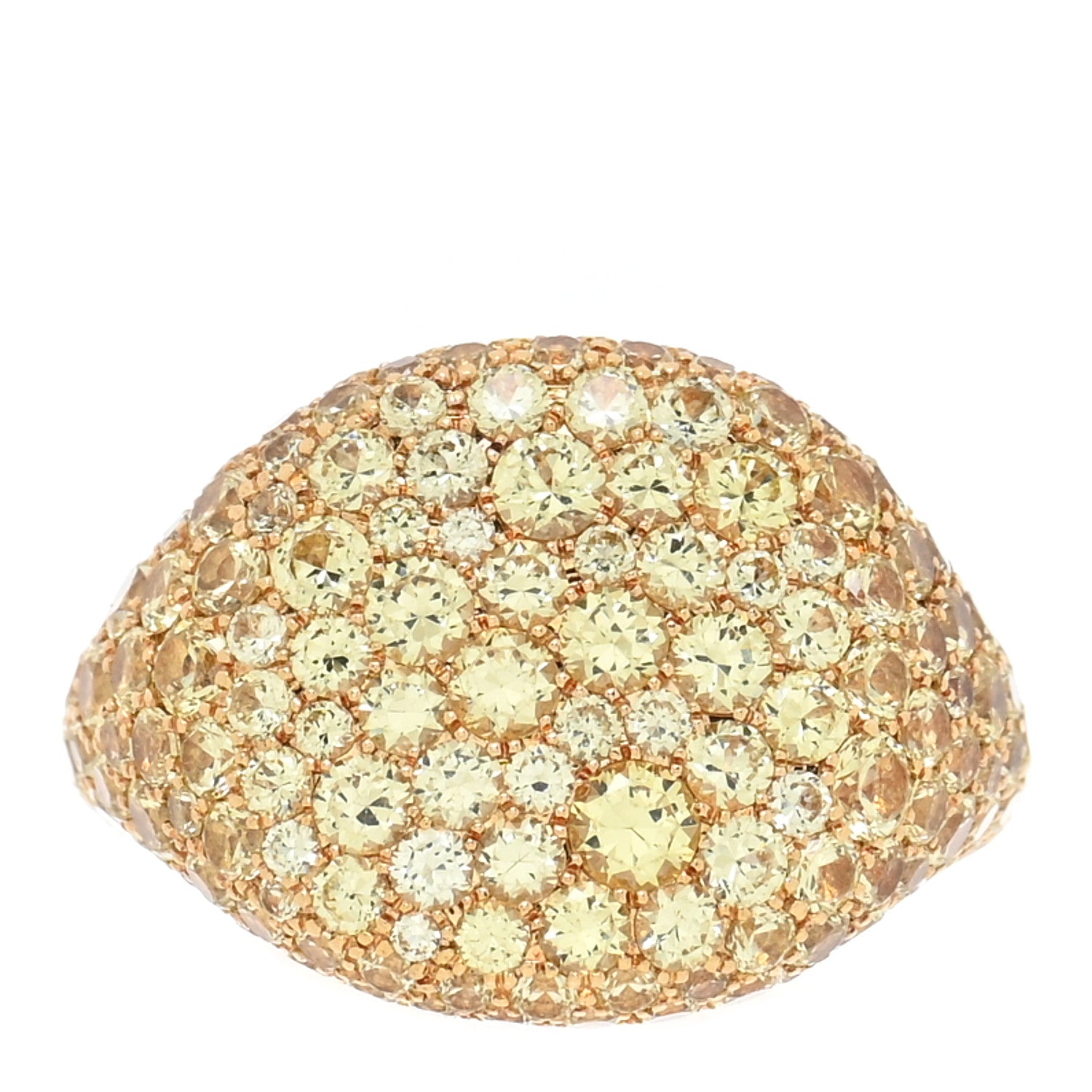 David Yurman 18K Yellow Gold Yellow Sapphire 13mm Pave Pinky Ring 45 3.25 1 of 5