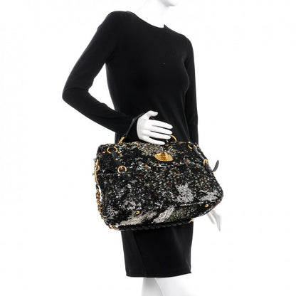 Miu Miu Paillettes Sequined East West Satchel Argento 2 of 10