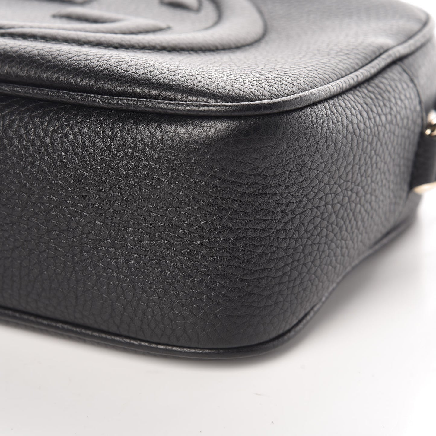 Pebbled Calfskin Small Soho Disco Bag Black