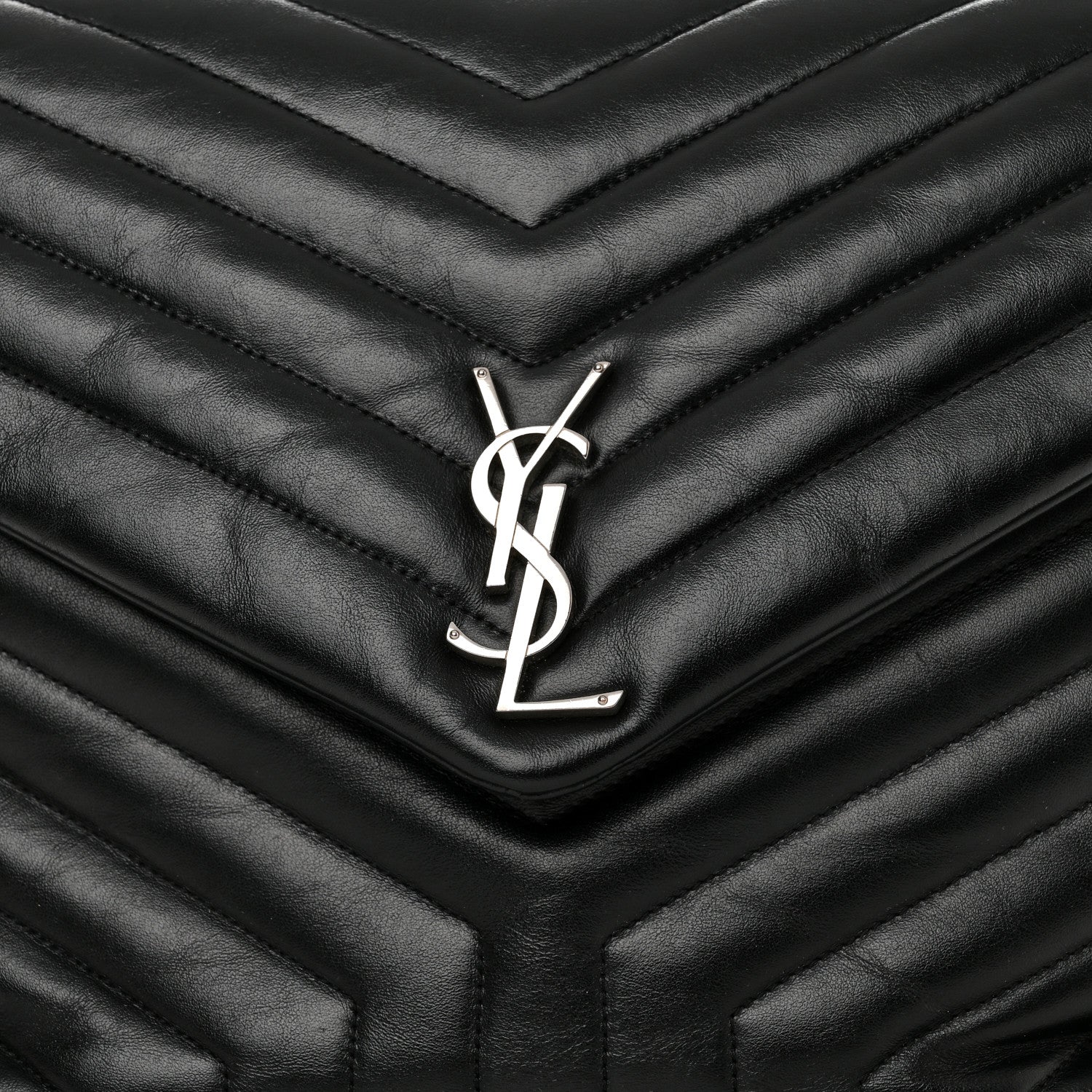 Saint Laurent Calfskin Y Quilted Monogram Large Loulou Chain Satchel Black 10 of 11