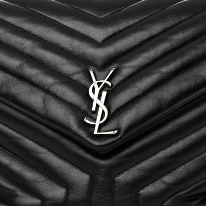 Saint Laurent Calfskin Y Quilted Monogram Large Loulou Chain Satchel Black 10 of 11