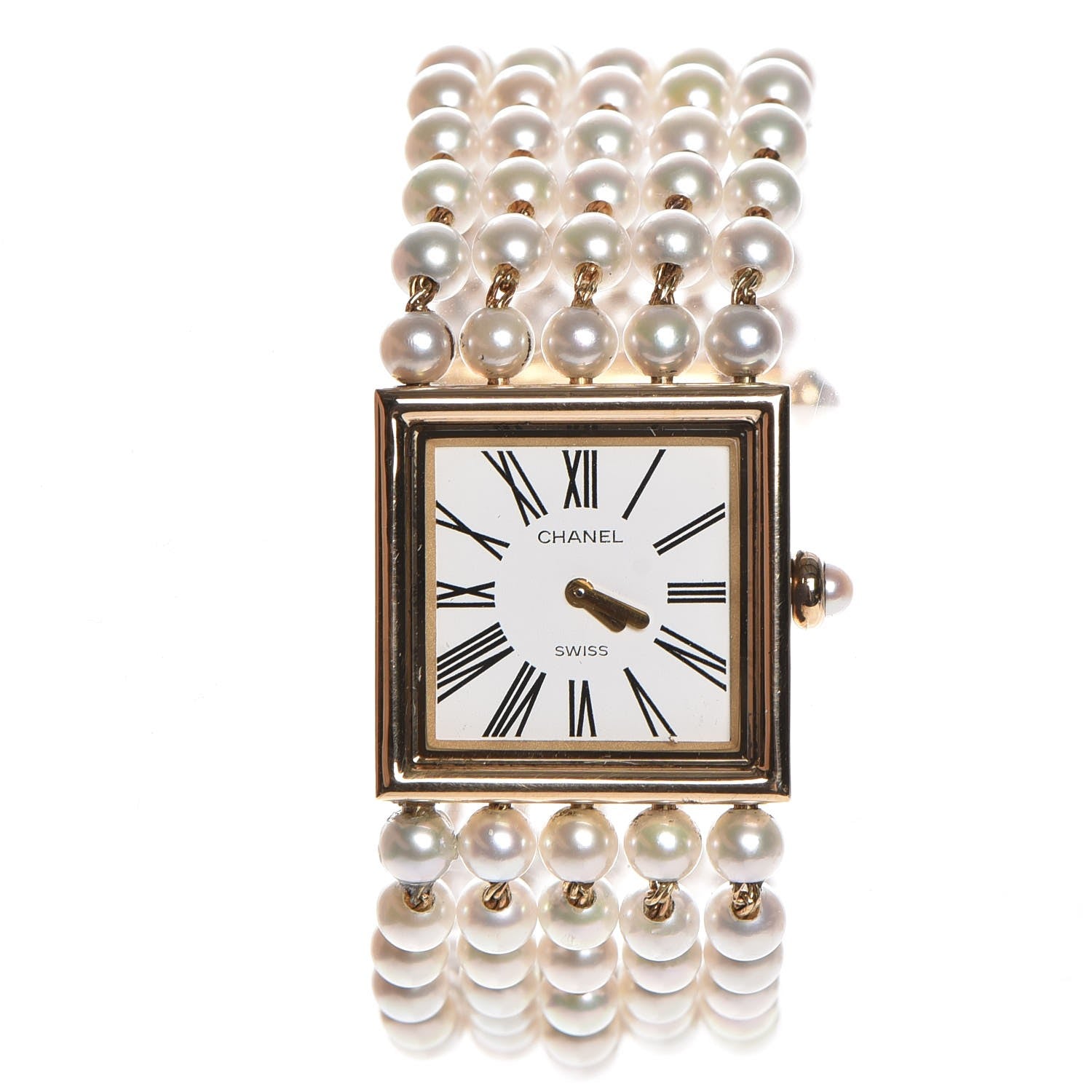 Chanel 18K Yellow Gold Pearl Mademoiselle Quartz Watch 1 of 8