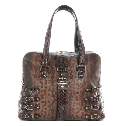 Jimmy Choo Karung and Elaphe Snake Blythe L Tote Brown 1 of 7