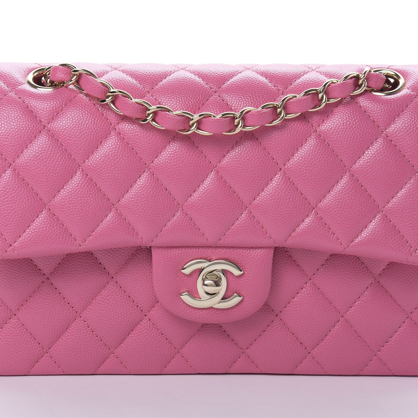 Caviar Quilted Small Double Flap Pink