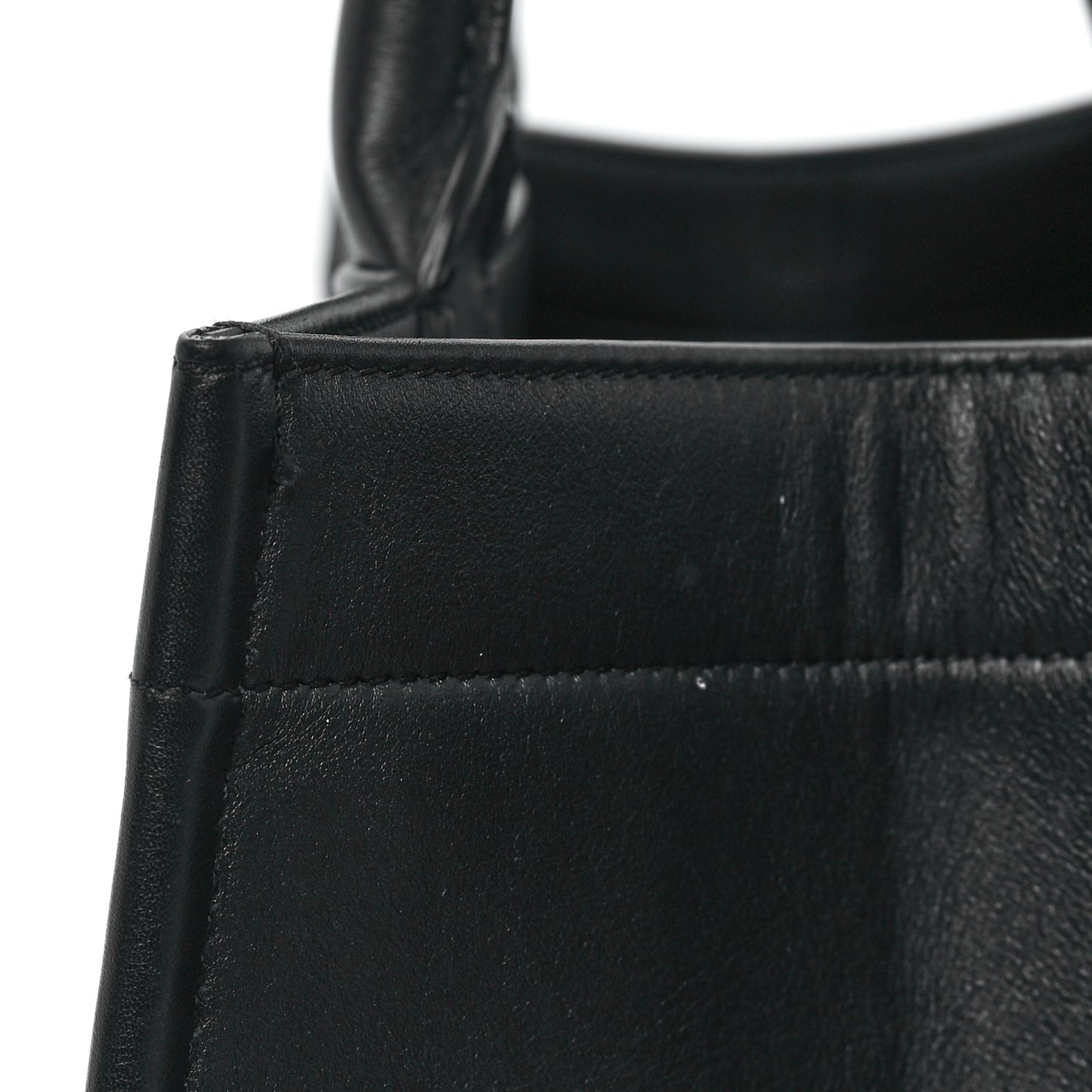 Calfskin Embossed Medium Book Tote Black