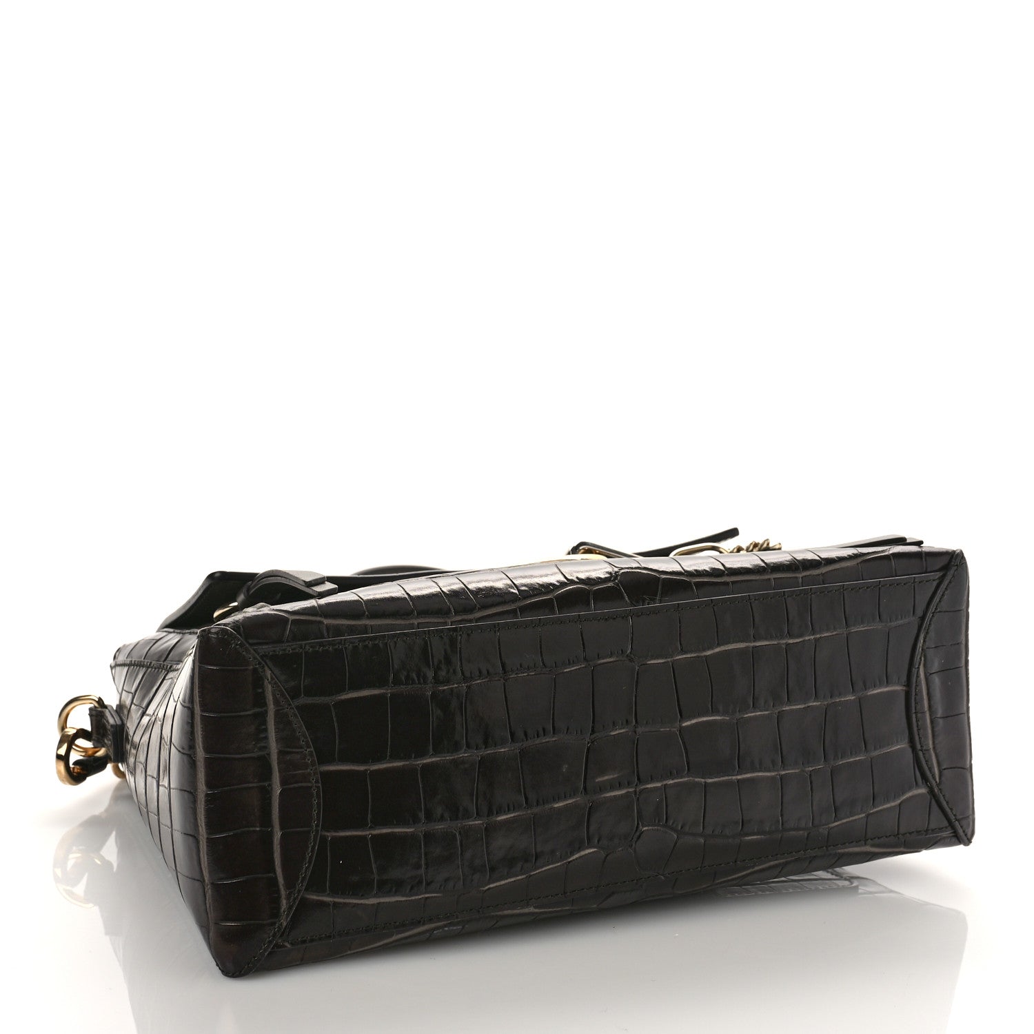 Chloe Calfskin Crocodile Embossed Small Faye Day Shoulder Bag Profound Brown 4 of 8