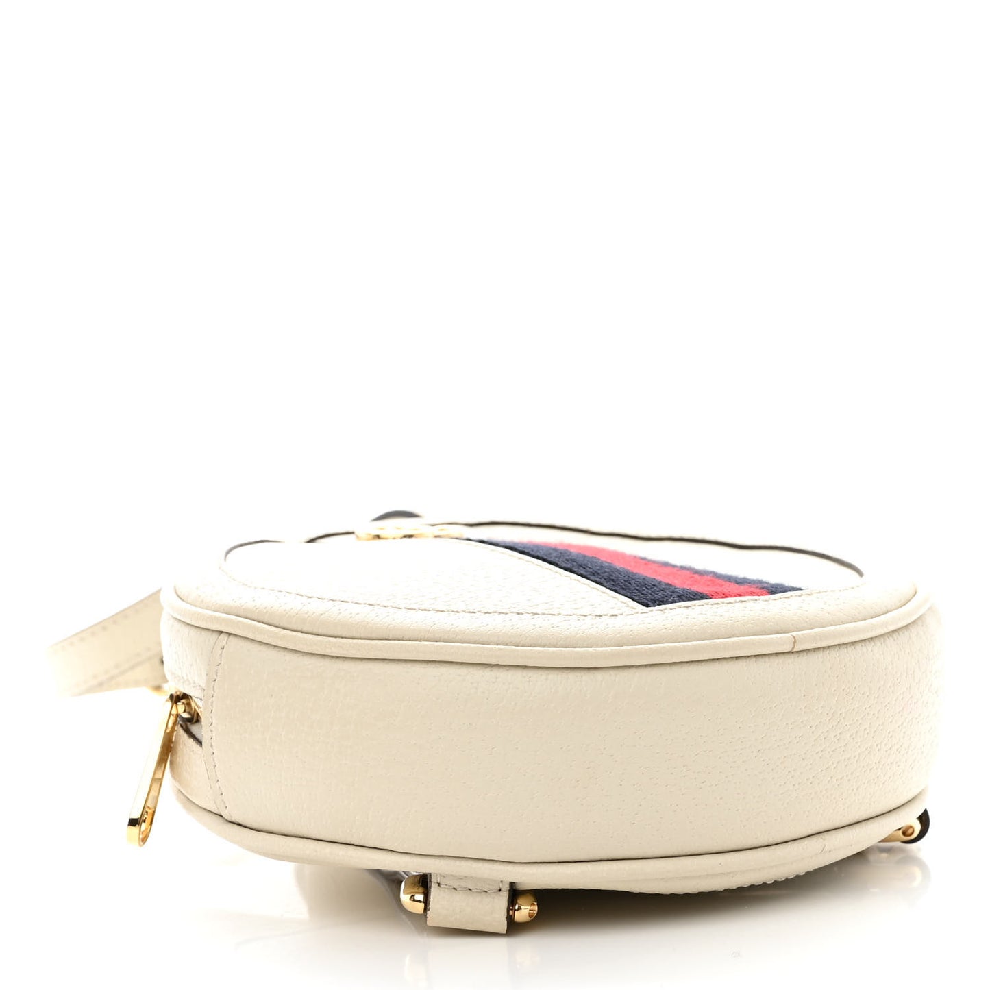 Textured Calfskin Web Mini Ophidia Round Backpack Mystic White