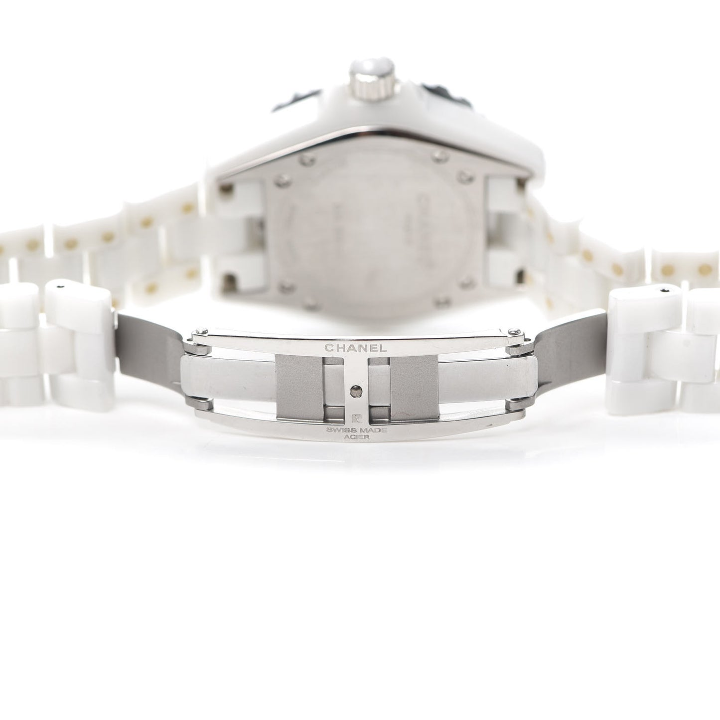 Stainless Steel Ceramic Diamond 33mm J12 Quartz Watch White