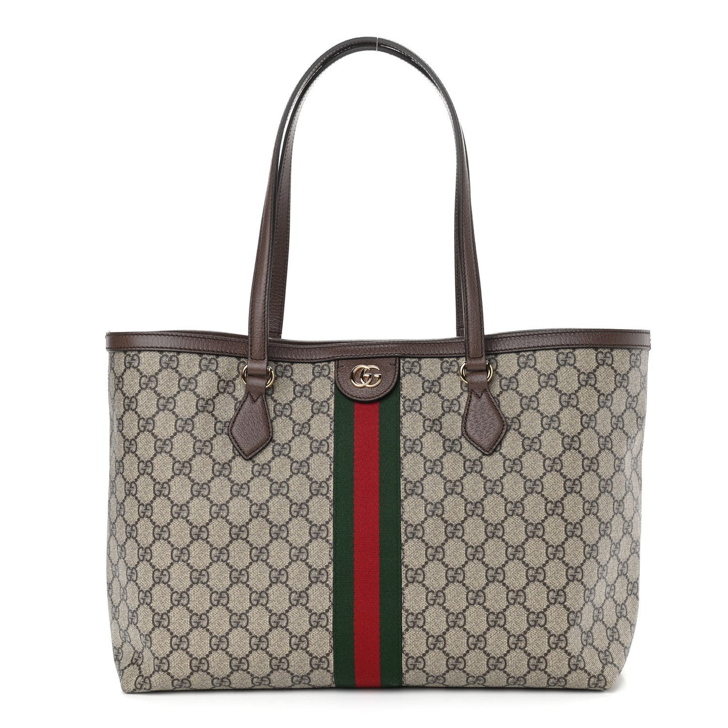 GG Supreme Monogram Medium Ophidia Shopping Tote Brown