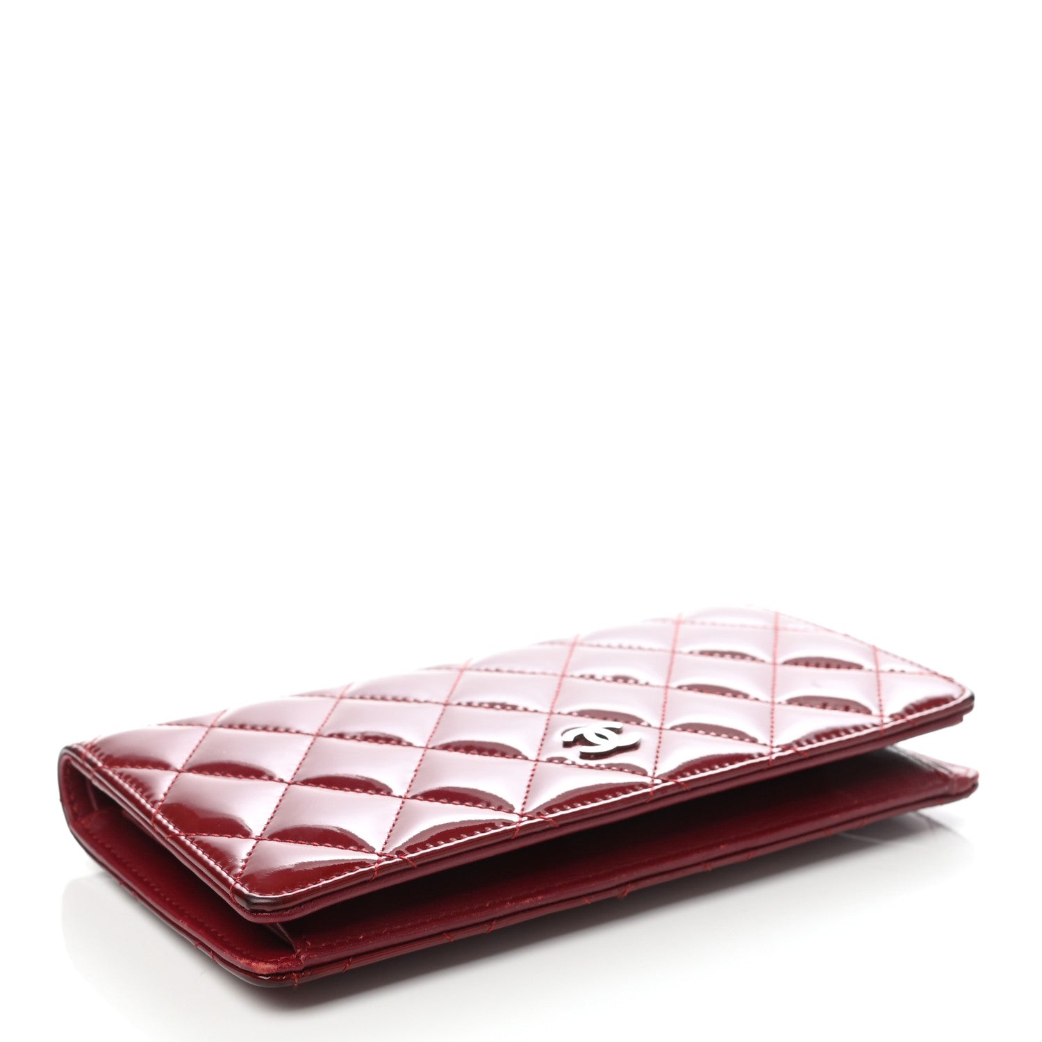 Chanel Patent Calfskin Quilted Yen Wallet Red 4 of 8