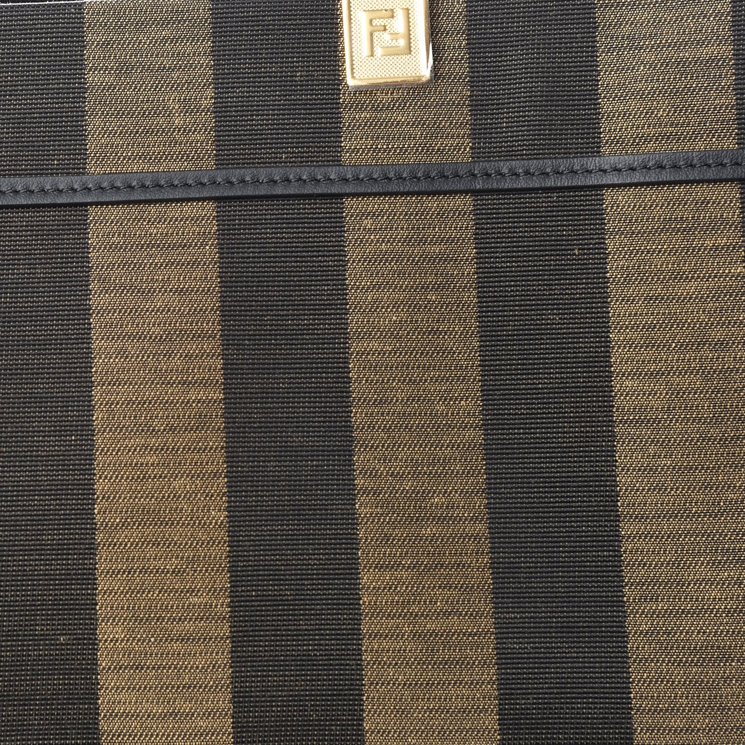 Fendi Fabric Jacquard Vitello Seta Plexiglass Pequin Gingham Large Fendi Sunshine Shopper Tote Tobacco Moro Black 11 of 11