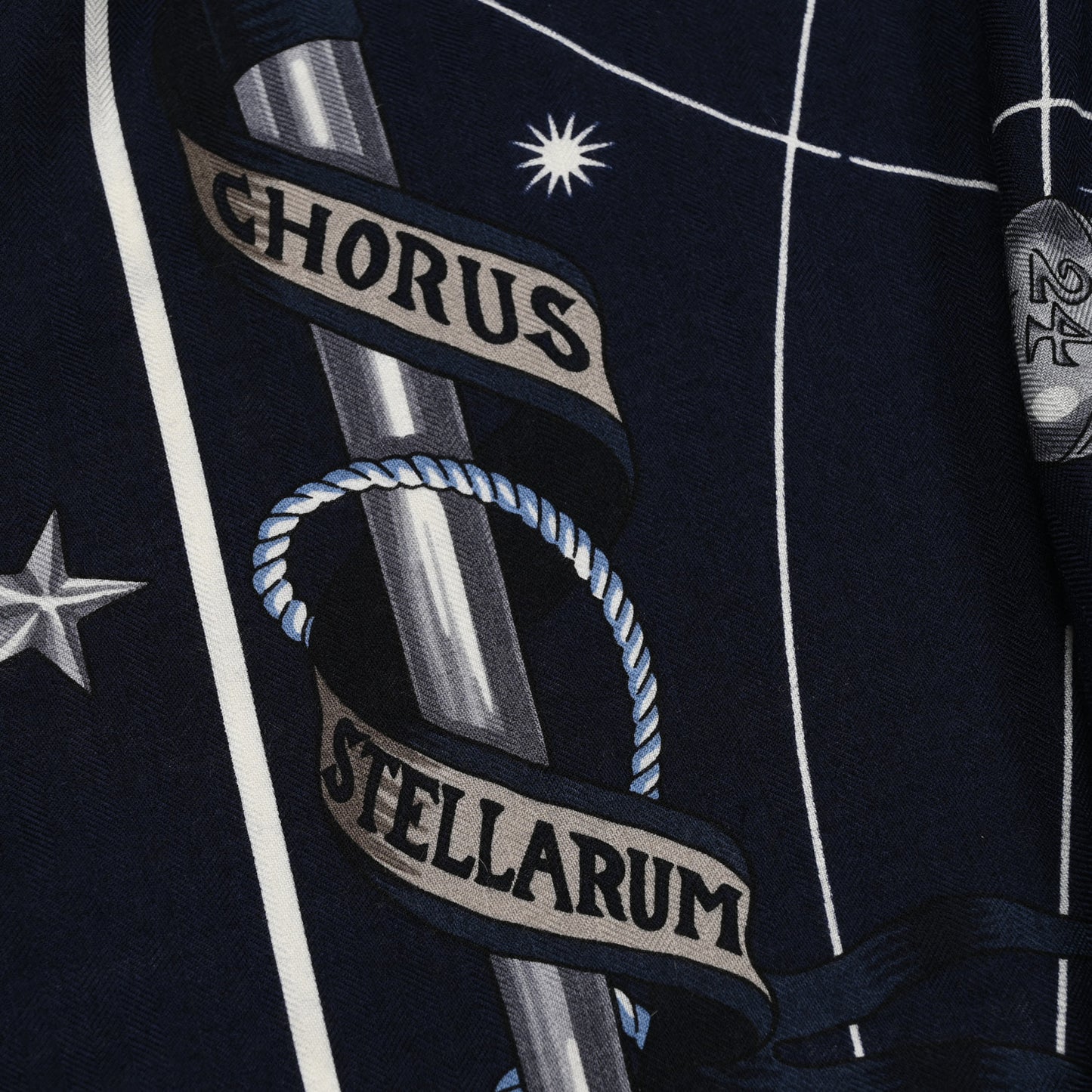 Cashmere Silk Chorus Stellarum Shawl 140 Marine Indigo White