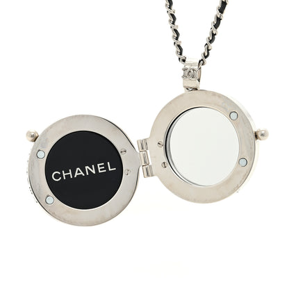 Chanel Metal Lambskin CC Crystal Locket Necklace Black 3 of 4