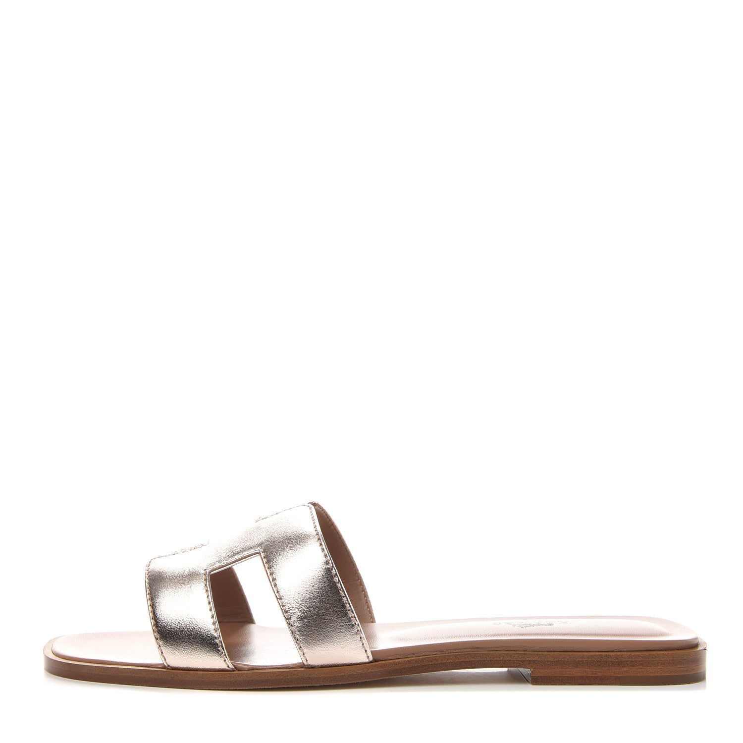 Hermes Metallic Calfskin Oran Sandals 38 Rose Dore 1 of 11