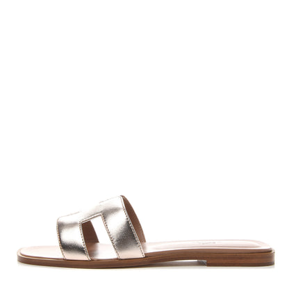 Hermes Metallic Calfskin Oran Sandals 38 Rose Dore 1 of 11