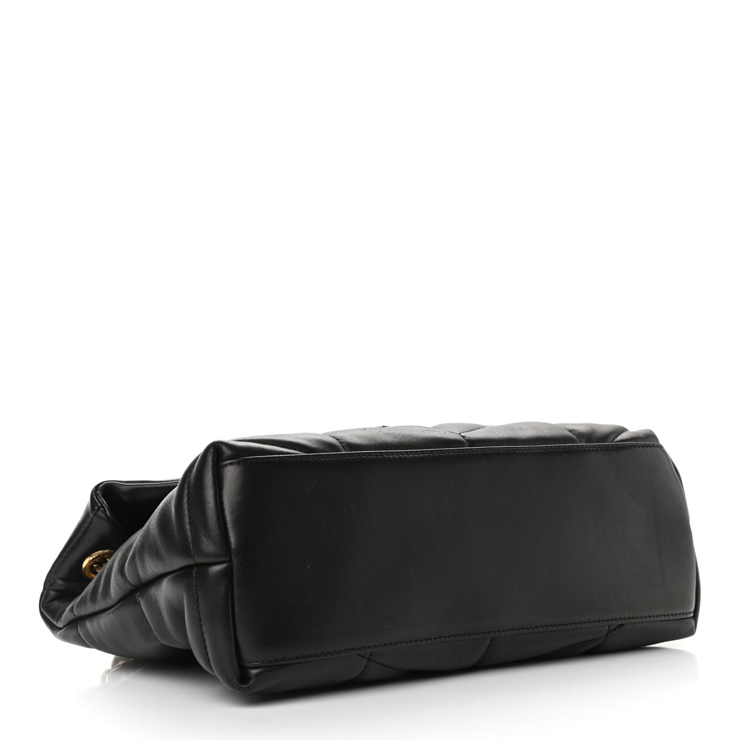 Lambskin Quilted Small Loulou Puffer Monogram Chain Satchel Black