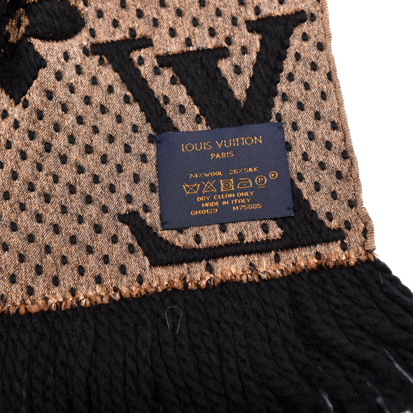 Wool Silk Monogram Giant Jungle Logomania Shine Scarf Black
