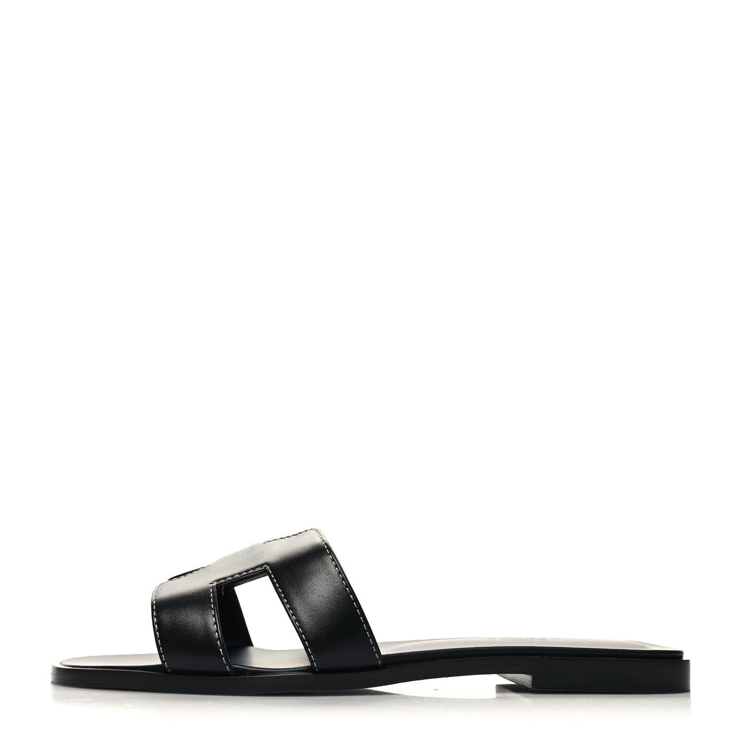 Hermes Box Calfskin Oran Sandals 38 Black 1 of 8